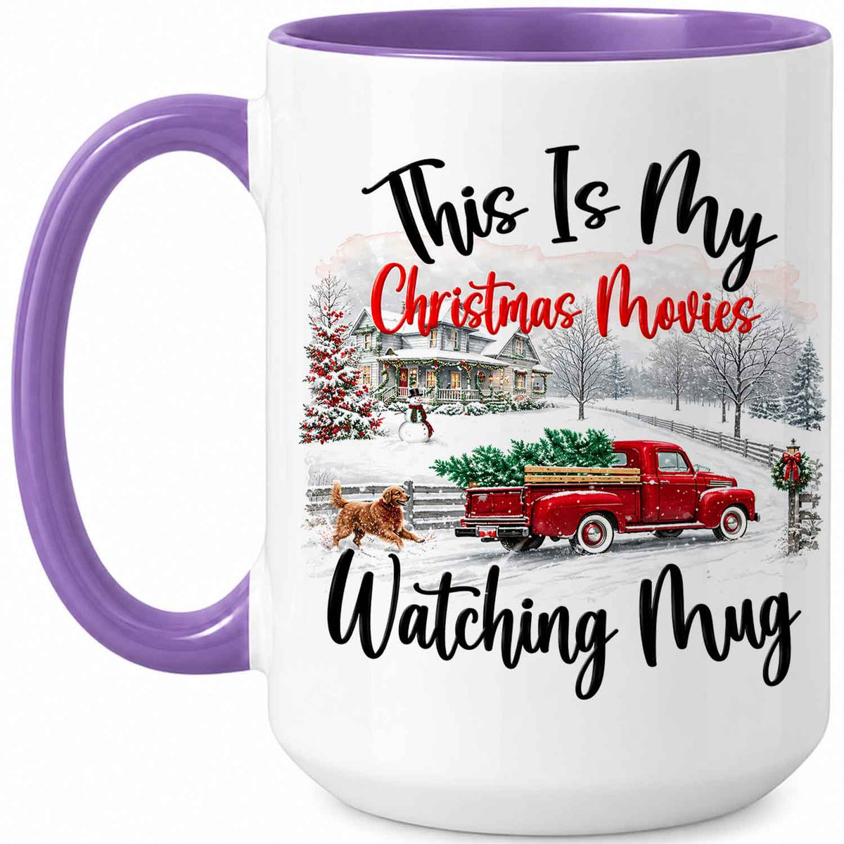 Christmas Movie Mug, Red Truck Christmas Tree Coffee Mug, Holiday Gift for Family