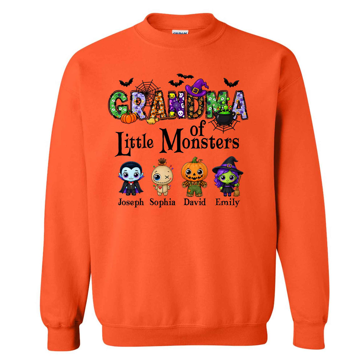 Personalized Halloween Sweatshirt - Grandma's Little Monster - Halloween Family Gift