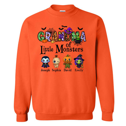 Personalized Halloween Sweatshirt - Grandma's Little Monster - Halloween Family Gift