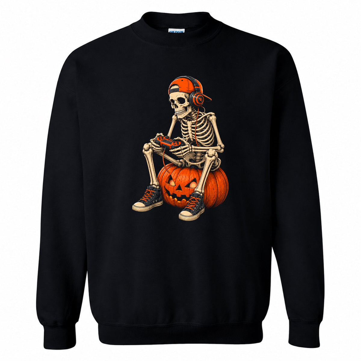 Skeleton Gamer Halloween Sweatshirt, Boys Pumpkin Gaming Shirt, Funny Halloween Gift
