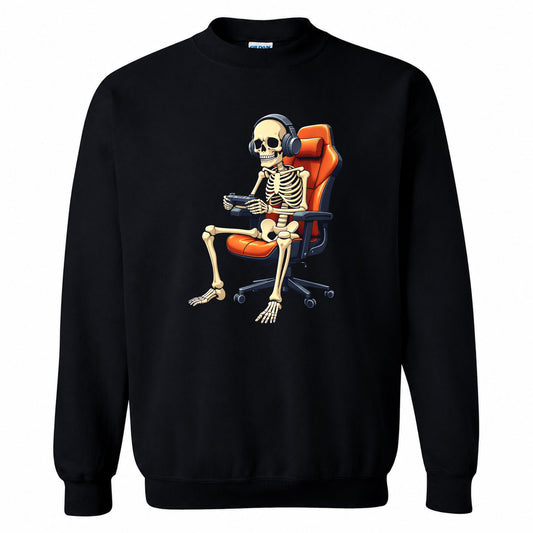 Skeleton Gamer Halloween Sweatshirt, Boys Pumpkin Gaming Shirt, Funny Halloween Gift
