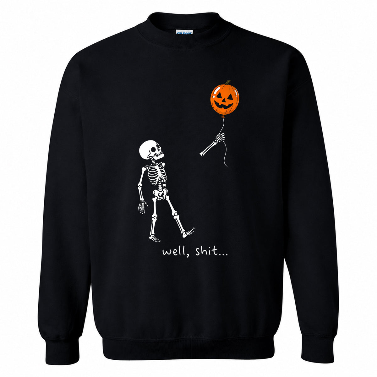 Skeleton Holding Red Balloon Graphic T-Shirt, Funny Halloween Inspired Skeleton Shirt, Spooky Season Casual Tee