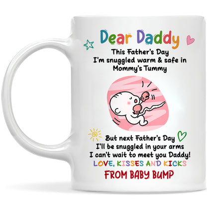Personalized Dear Daddy Father’s Day Mug – Cute Baby Love Coffee Mug for New Dad, First Father’s Day Gift