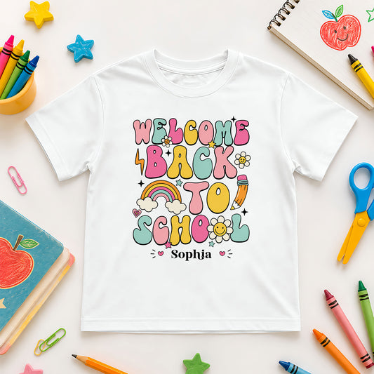 Personalized Welcome Back to School Teacher Student Shirt, Custom Name Back to School T-Shirt, First Day of School Gift Tee