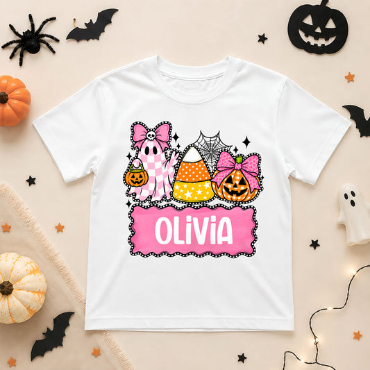 Personalized Halloween Sweatshirt, Custom Name Spooky Ghost Pumpkin, Halloween Gift for Boy & Girl