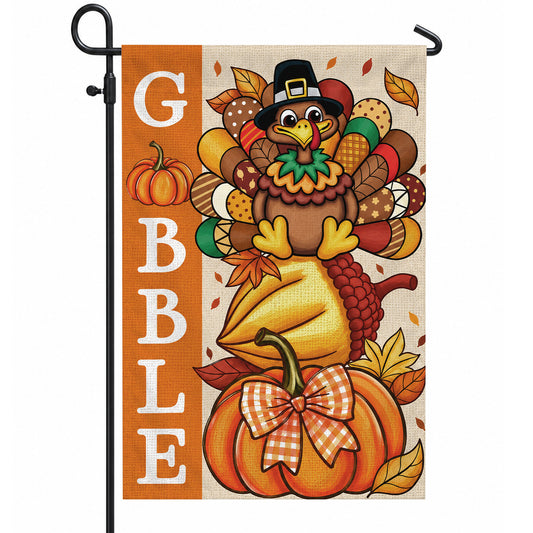 Thanksgiving Garden Flag Turkey GOBBLE WOBBLE Chestnuts Pumpkin Family Home Decor Gift For Family