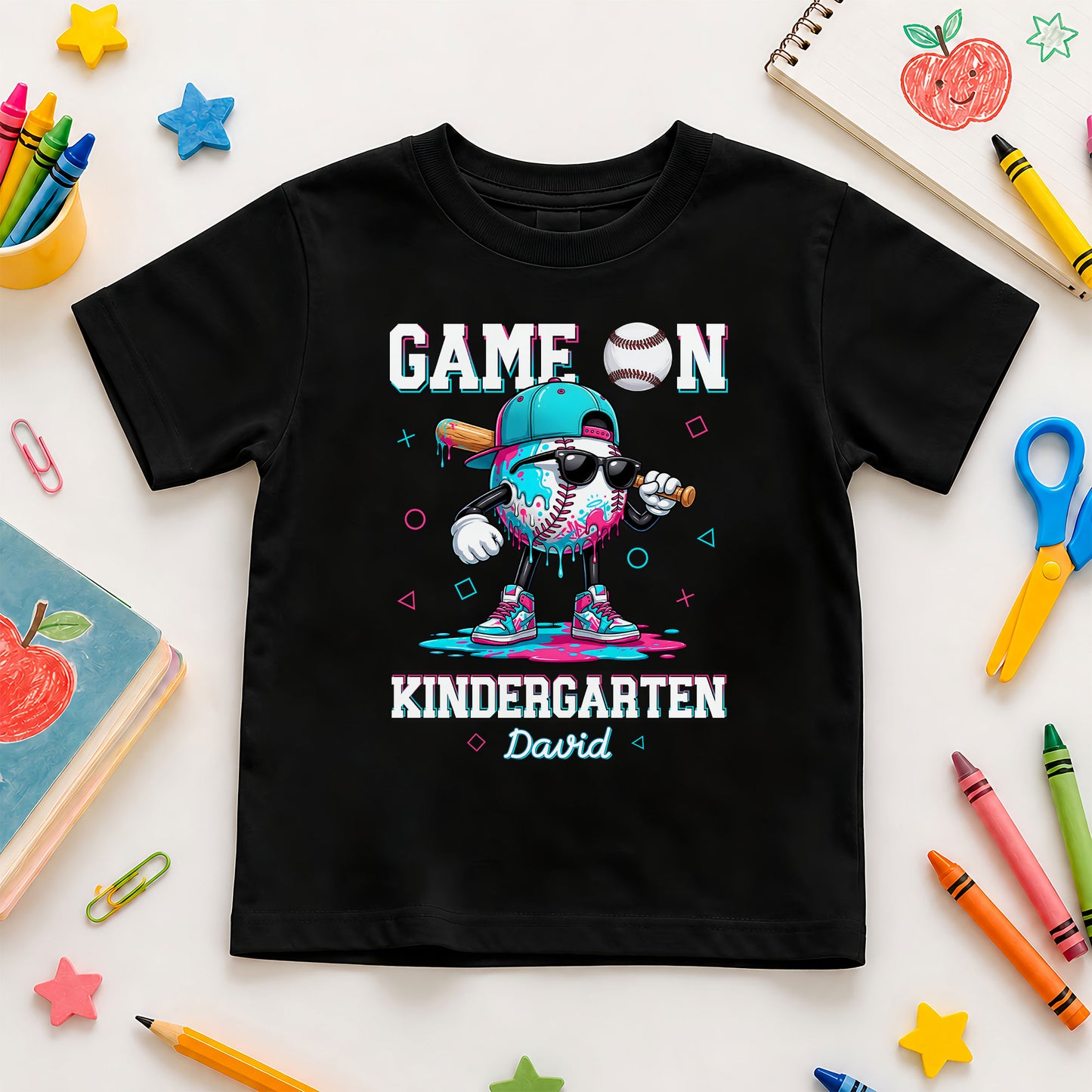Personalized Baseball Back to School Shirt, Custom Name Game On Student Tee, Pre-K to 8th Grade First Day of School T-Shirt