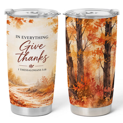Christian Fall Thanksgiving 20oz Travel Coffee Mug Tumbler, Autumn Gift for Women, Family