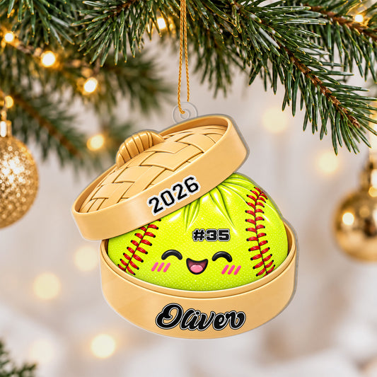 Personalized Custom Shape Acrylic Ornament - Cute Squishy Dumpling Style Sport Ball - Christmas Gift For Kids