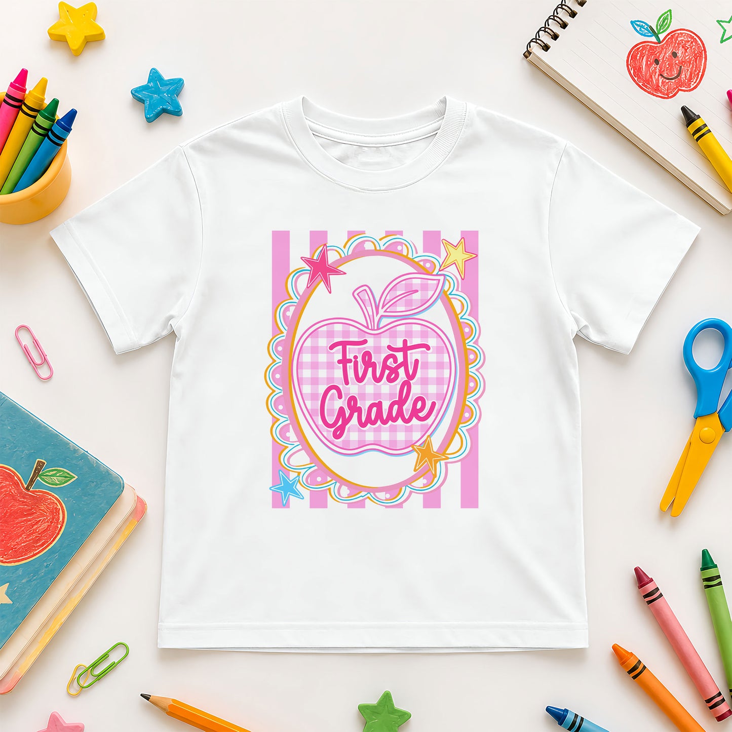 Personalized Striped Back to School Shirt for Kids Teachers – Custom Name & Grade Tee for Pre-K to 8th Grade Students, First Day Outfit