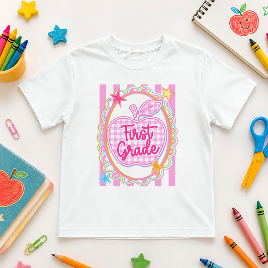 Personalized Striped Back to School Shirt for Kids Teachers – Custom Name & Grade Tee for Pre-K to 8th Grade Students, First Day Outfit