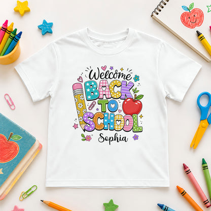 Personalized Welcome Back to School Teacher Student Shirt, Custom Name Back to School T-Shirt, First Day of School Gift Tee