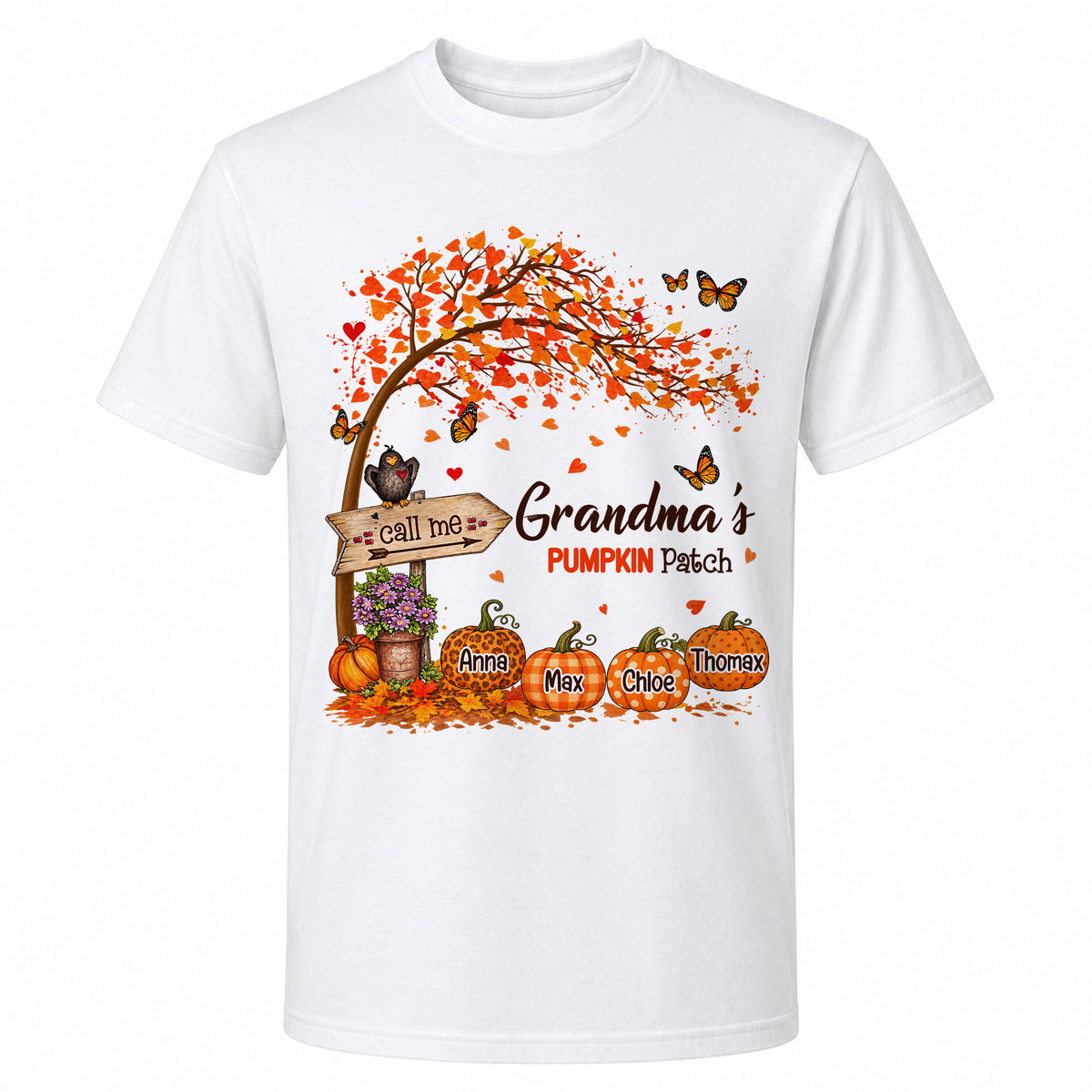 Personalized Grandma Thanksgiving Sweatshirt, Custom Family Name Autumn Pumpkin Patch Family Gift
