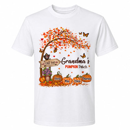 Personalized Grandma Thanksgiving Sweatshirt, Custom Family Name Autumn Pumpkin Patch Family Gift