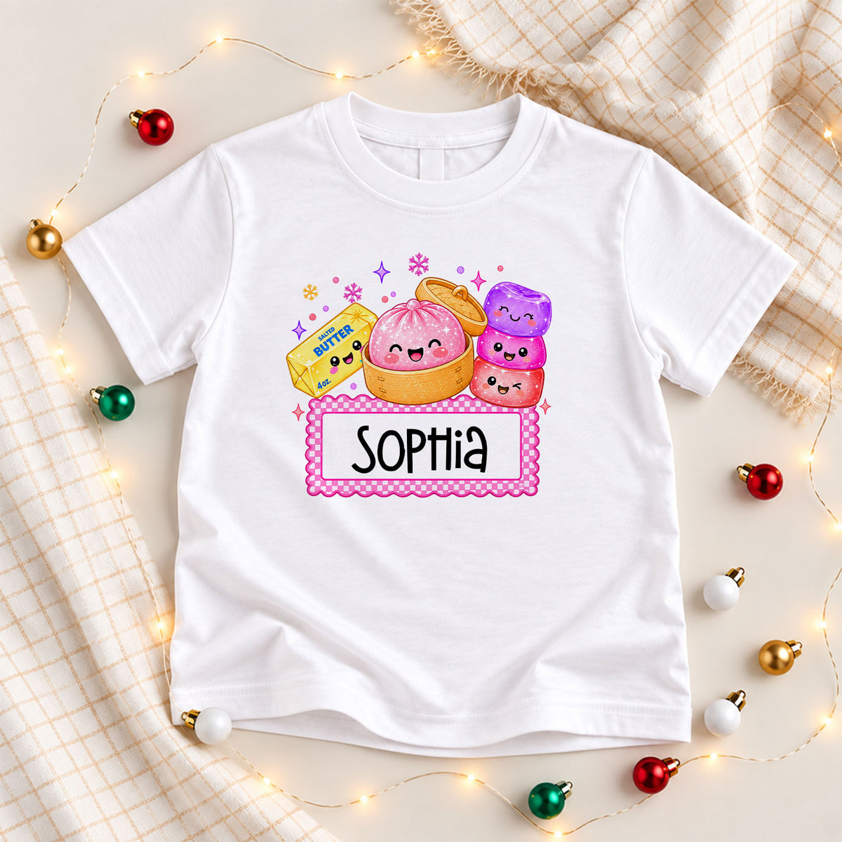 Personalized Squishy Christmas Shirt, Custom Name Santa Graphic Tee, Christmas Gift for Kids
