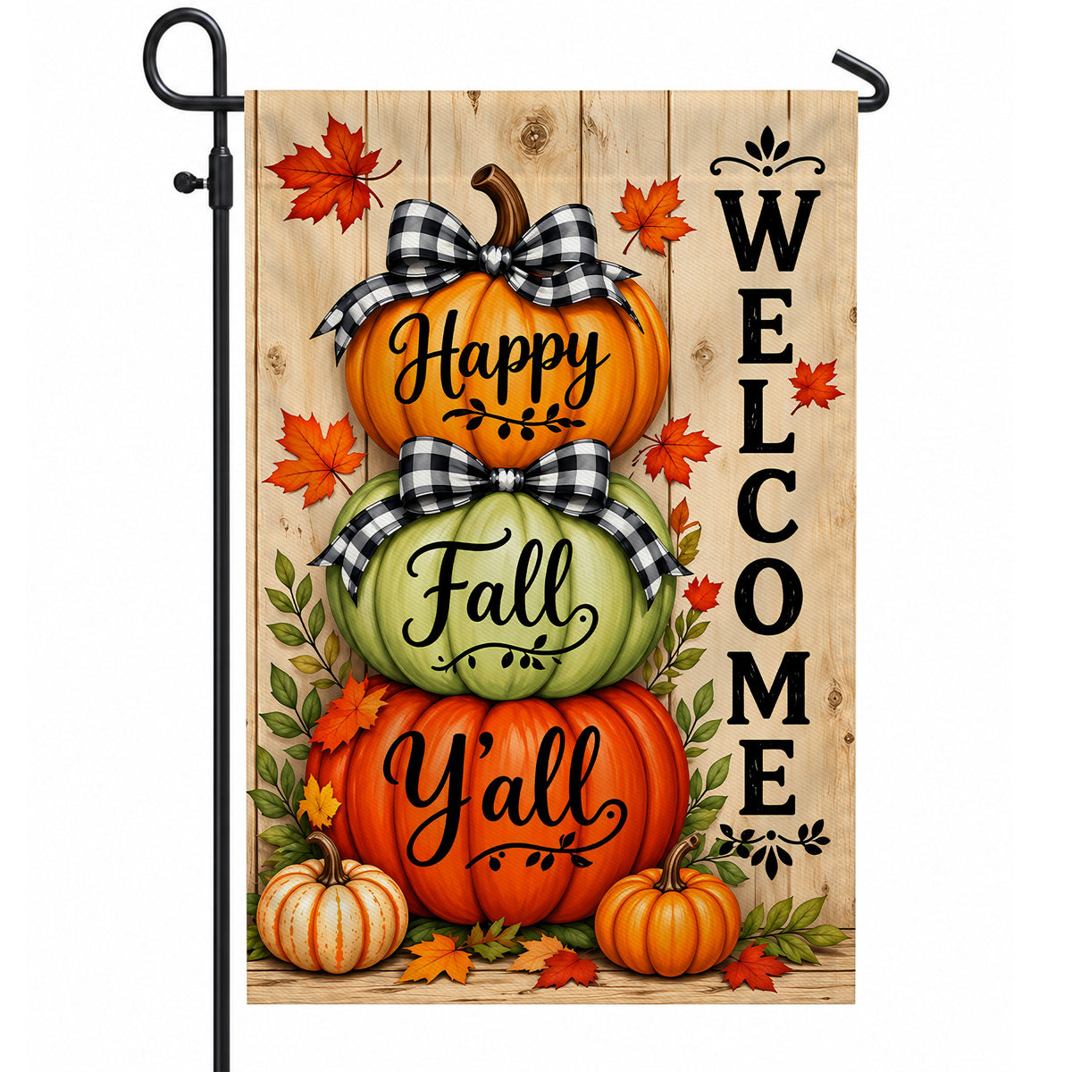 Hello Fall Garden Flag, Welcome Truck Happy Fall Ya'll Floral Pumpkin Outdoor Decor Gift For Family