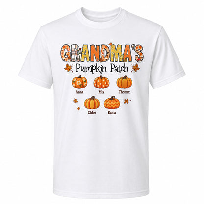 Personalized Grandma Thanksgiving Sweatshirt, Custom Family Name Autumn Pumpkin Patch Family Gift
