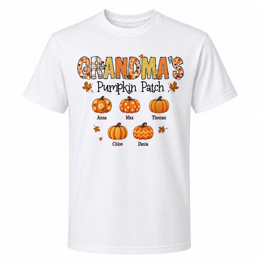 Personalized Grandma Thanksgiving Sweatshirt, Custom Family Name Autumn Pumpkin Patch Family Gift