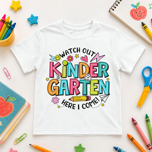 Personalized Watch Out Back to School Shirt – Custom Name & Grade Colorful Tee for Pre-K to 8th Grade Students