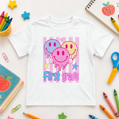 Personalized Striped Back to School Shirt for Kids Teachers – Custom Name & Grade Tee for Pre-K to 8th Grade Students, First Day Outfit