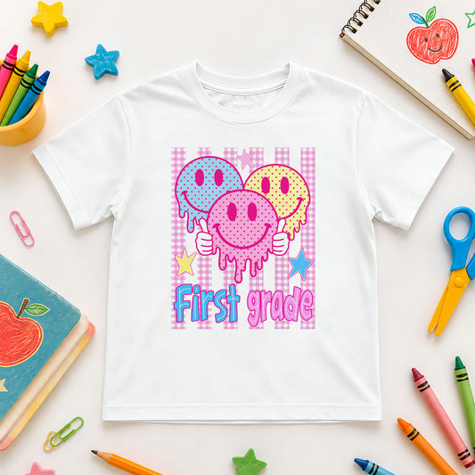 Personalized Striped Back to School Shirt for Kids Teachers – Custom Name & Grade Tee for Pre-K to 8th Grade Students, First Day Outfit