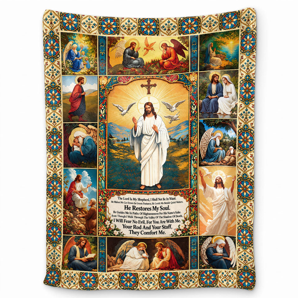 Thanksgiving Jesus Christian Fall Tree Blanket, Religious Fleece & Sherpa Throw, Faith Gift for Adults, Friends