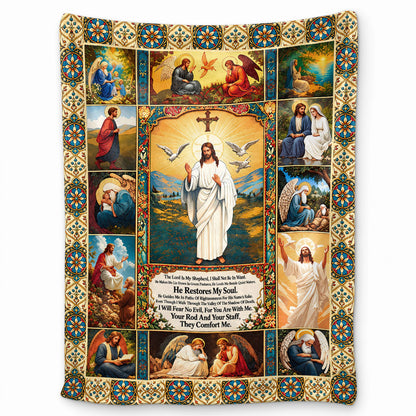 Thanksgiving Jesus Christian Fall Tree Blanket, Religious Fleece & Sherpa Throw, Faith Gift for Adults, Friends