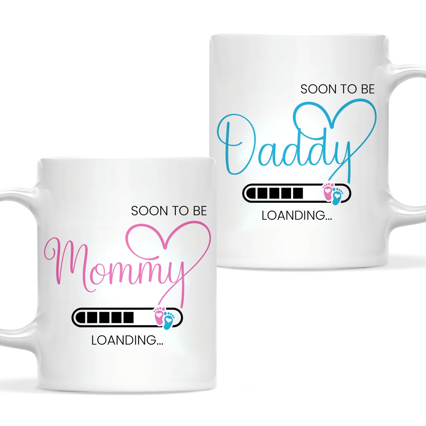 Personalized Mommy Daddy Mug Set – Matching Couple Coffee Mugs for New Parents