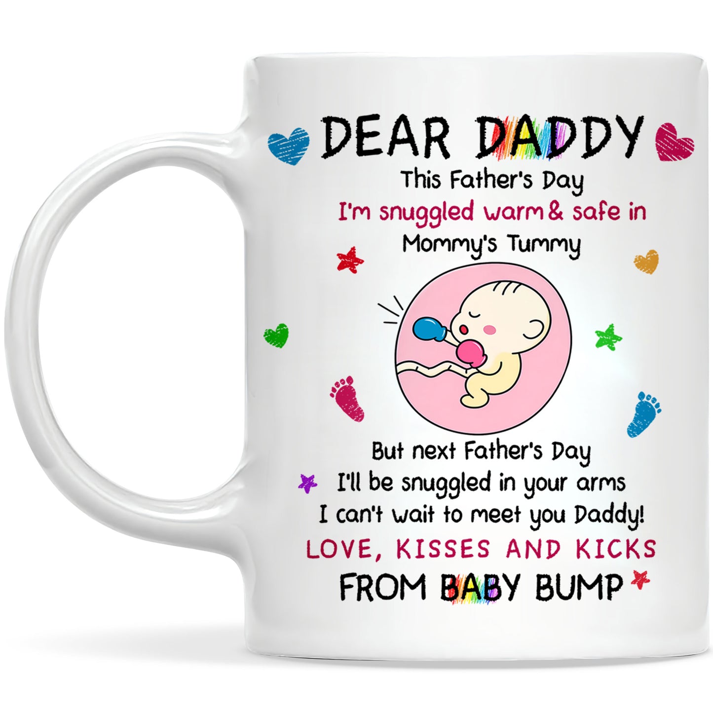 Personalized Dear Daddy Father’s Day Mug – Cute Baby Love Coffee Mug for New Dad, First Father’s Day Gift