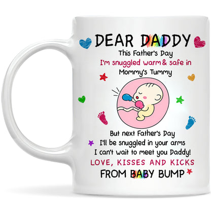 Personalized Dear Daddy Father’s Day Mug – Cute Baby Love Coffee Mug for New Dad, First Father’s Day Gift