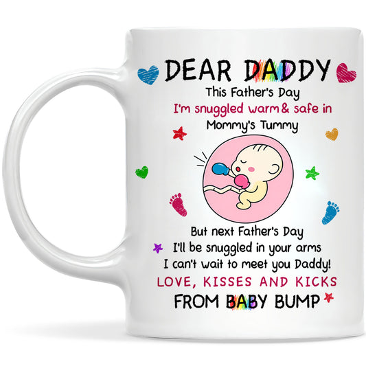 Personalized Dear Daddy Father’s Day Mug – Cute Baby Love Coffee Mug for New Dad, First Father’s Day Gift
