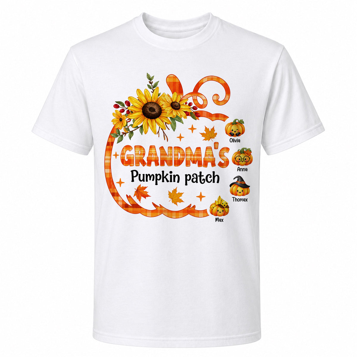 Personalized Grandma Thanksgiving Sweatshirt, Custom Family Name Autumn Pumpkin Patch Family Gift