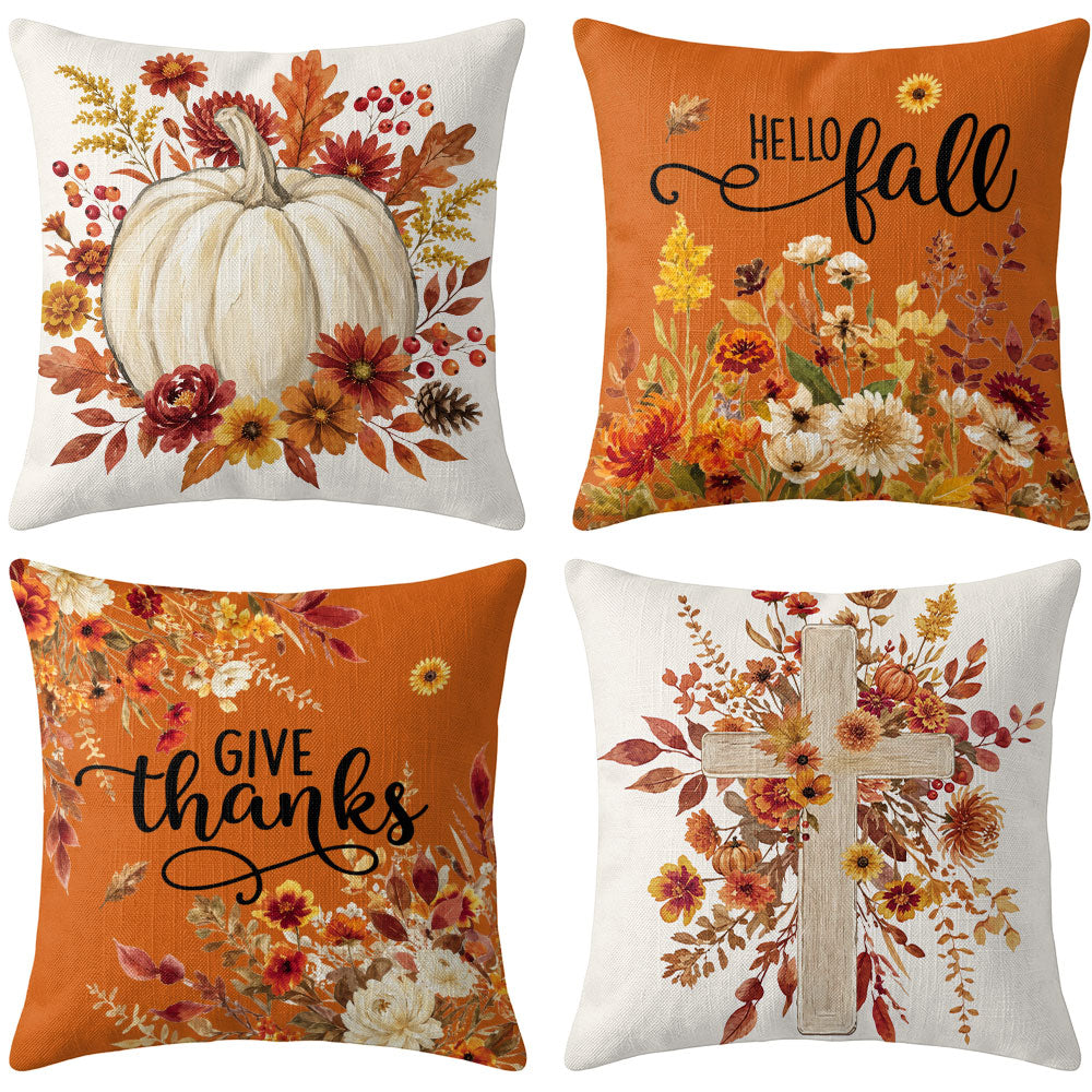 Thanksgiving Fall Decorative Pillow Set of 2 or 4, Harvest Throw Pillows for Home Decor, Gifts for Family
