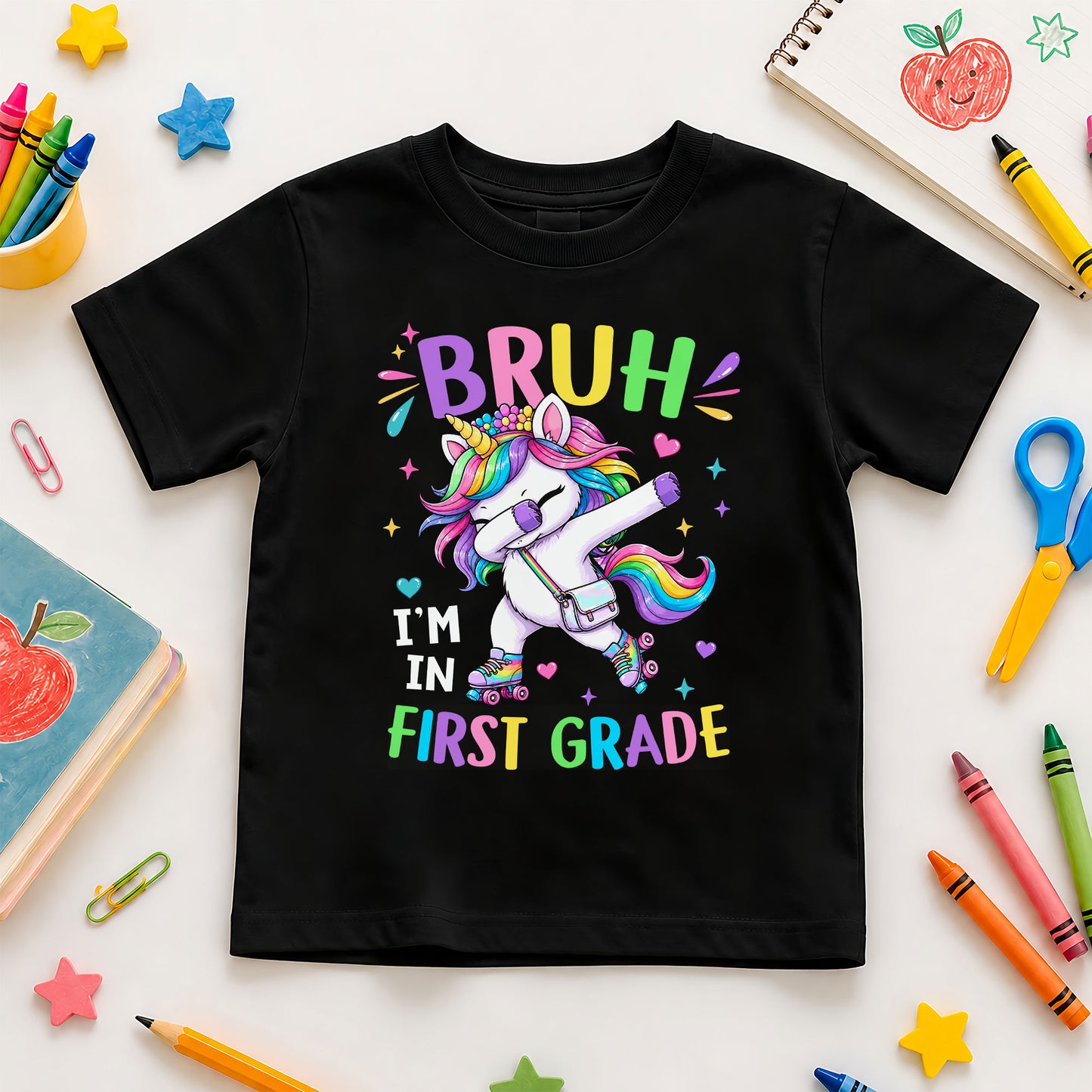 Personalized Unicorn Back to School Shirt, Custom Name Bruh I'm In Grade Student Tee, Pre-K to 8th Grade First Day T-Shirt