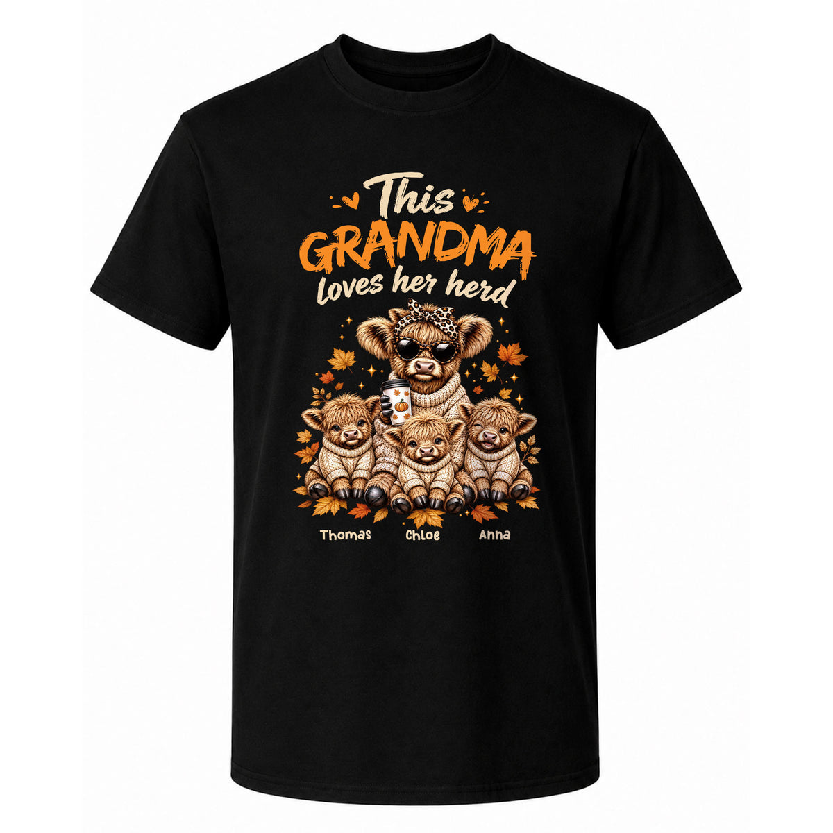 Personalized Grandma Sweatshirt, Custom Grandma Highland Cow with Grandkids Names Gift For Family