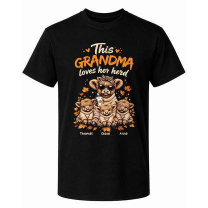 Personalized Grandma Sweatshirt, Custom Grandma Highland Cow with Grandkids Names Gift For Family
