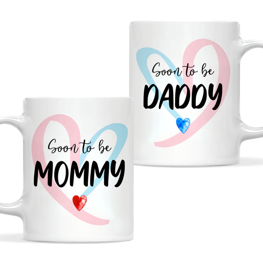 Personalized Mommy Daddy Mug Set – Matching Couple Coffee Mugs for New Parents