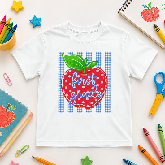 Personalized Striped Back to School Shirt for Kids Teachers – Custom Name & Grade Tee for Pre-K to 8th Grade Students, First Day Outfit