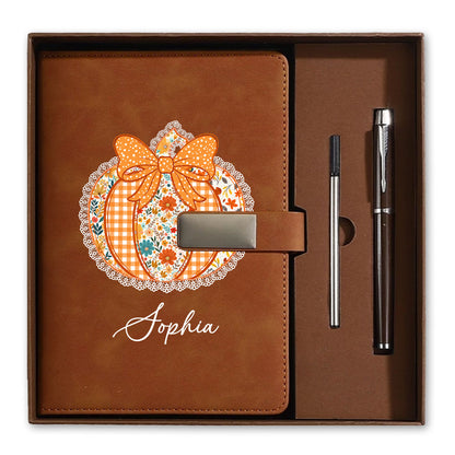 Personalized Notebook Thanksgiving Gift, Fall Floral Pumpkin Gift for Teacher, Student, Family, Friends