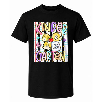 Personalized Striped Back to School Shirt for Kids Teachers – Custom Name & Grade Tee for Pre-K to 8th Grade Students, First Day Outfit