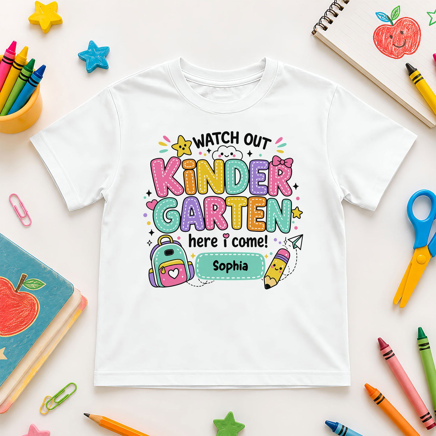 Personalized Watch Out Back to School Shirt – Custom Name & Grade Colorful Tee for Pre-K to 8th Grade Students