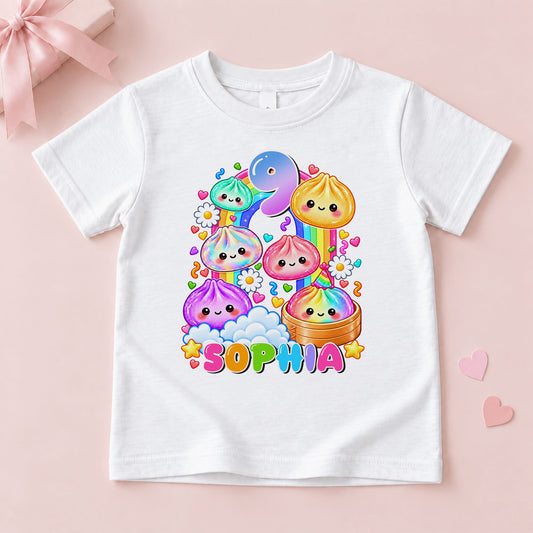 Personalized Dumpling Squish Birthday T-Shirt, Custom Squish Party Shirt For Kid, Birthday Girl Graphic Tee