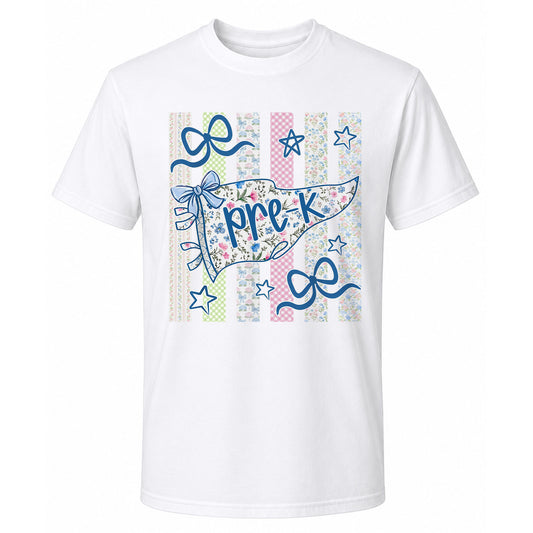 Personalized Back to School Shirt – Custom Name & Grade Preppy Striped Pennant Flag Color Tee for Teachers & Students, Pre-K to 8th Grade Outfit