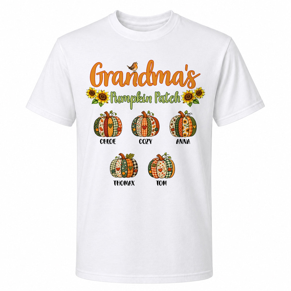 Personalized Grandma’s Pumpkin Patch Shirt & Sweater, Custom Family Names Fall Shirt, Autumn Family Gift