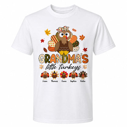 Personalized Thankful Grateful Blessed Grandma Sweatshirt, Custom Grandma Turkey with Grandkids Names Gift For Family
