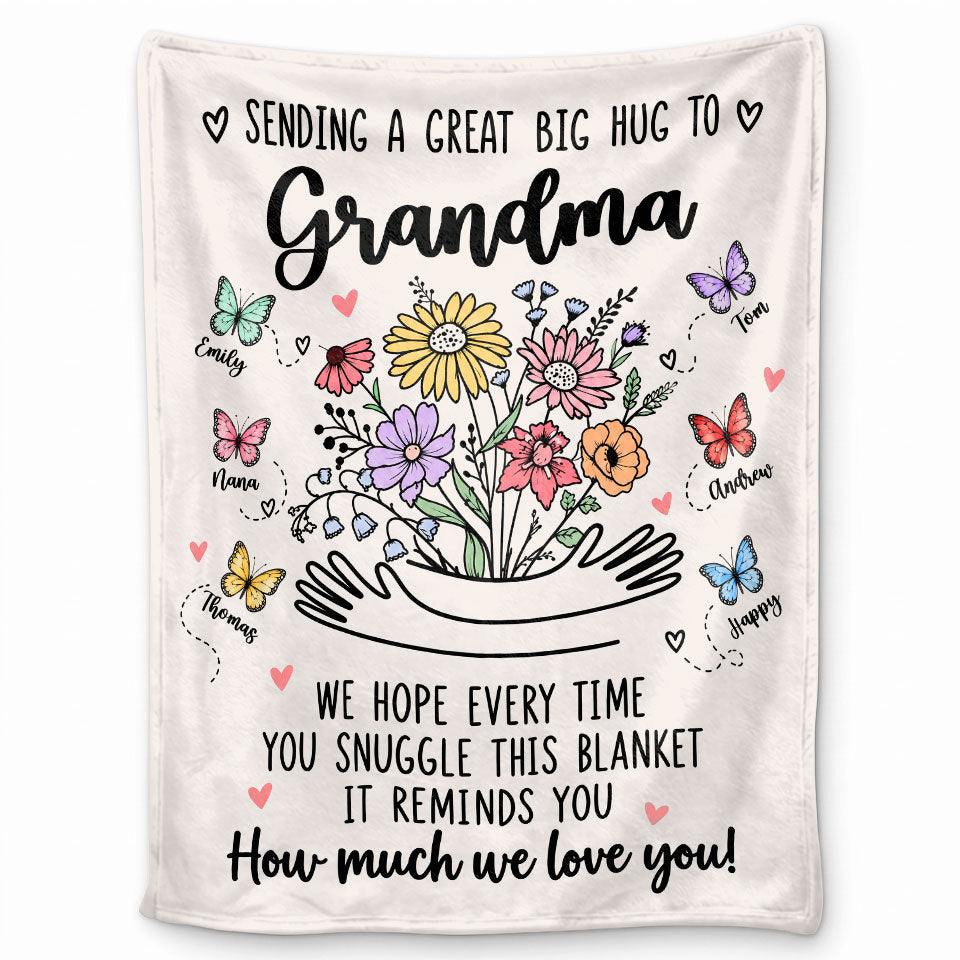 Personalized Grandma Blanket Vintage Wildflower Thanksgiving Gift for Grandma from Grandkids, Family Gift