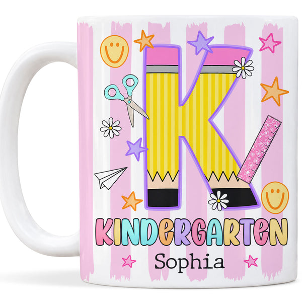 Personalized Hello Kindergarten Mug with Custom Grade & Name, Cute Goose School Coffee Mug, First Day of School Gift for Kids Students