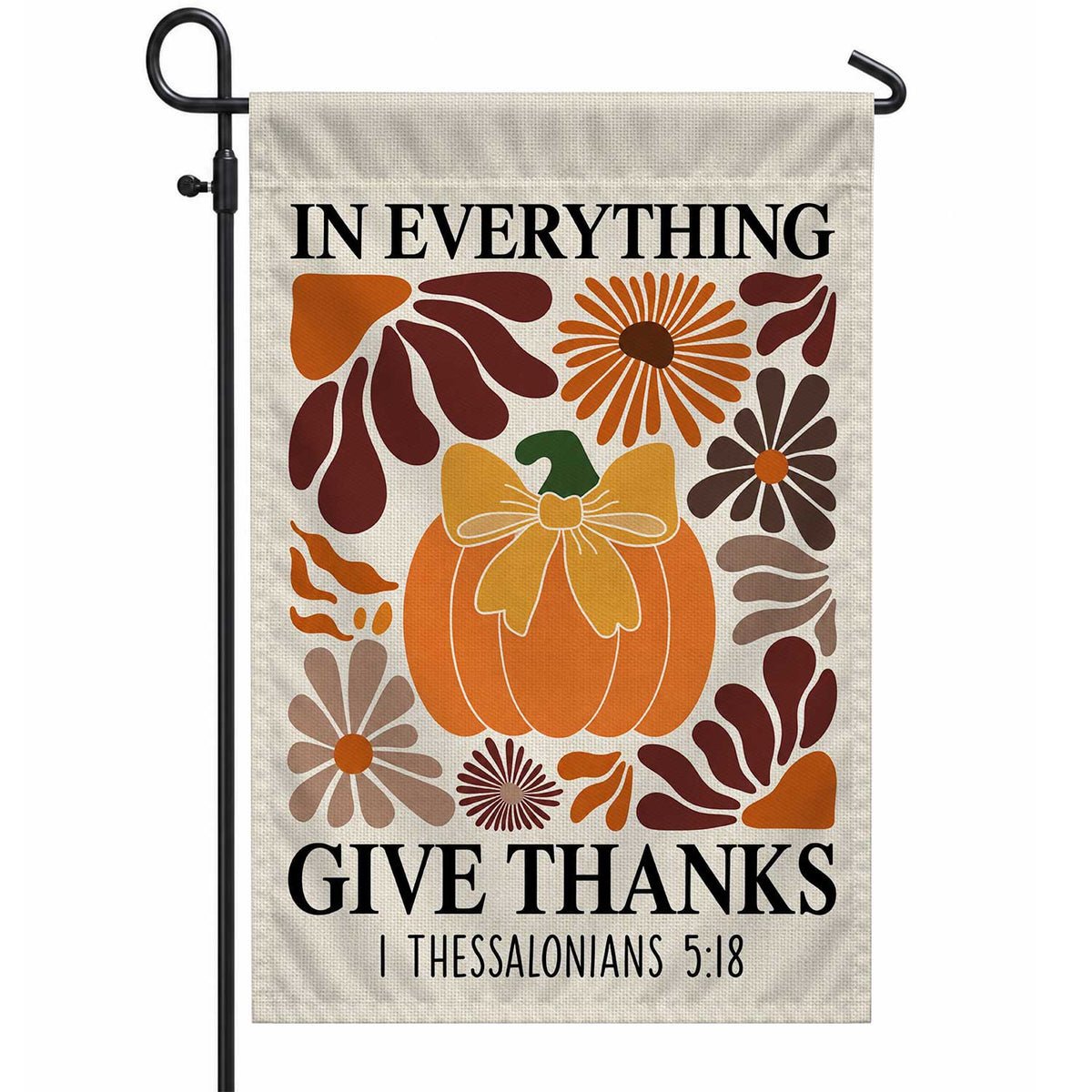 Give Thanks Fall Garden Flag, Rustic Cross Pumpkin Thanksgiving Yard Flag, Autumn Outdoor Decor