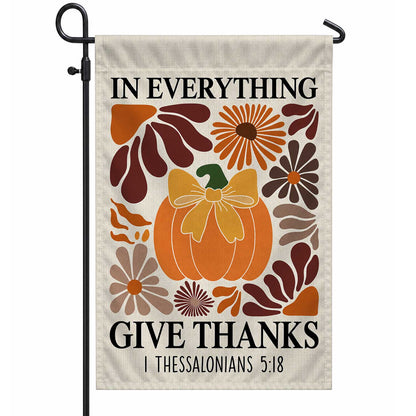 Give Thanks Fall Garden Flag, Rustic Cross Pumpkin Thanksgiving Yard Flag, Autumn Outdoor Decor