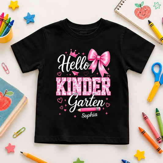 Personalized Hello School Shirt for Kids – Custom Name & Grade Back to School Tee for Pre-K to 8th Grade Students